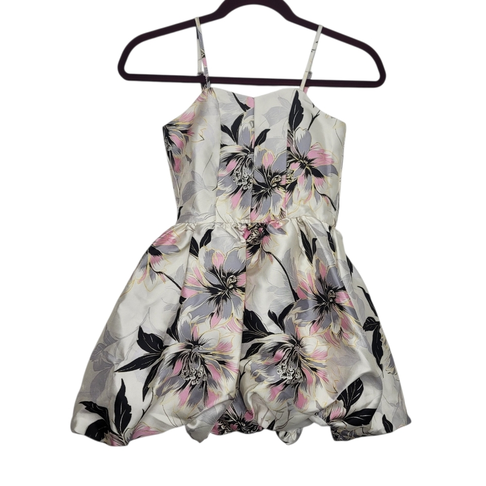 Ava & Yelly Girls Floral Bubble Hem Dress Pink Black - 8 NWT